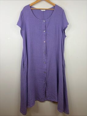Bryn Walker Dress Womens XL Lavender Purple Linen Short Sleeve Maxi Loose Fit